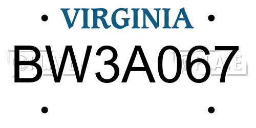 BW3A067 Virginia License Plate