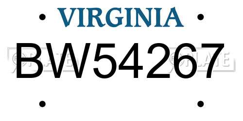 BW54267 Virginia License Plate