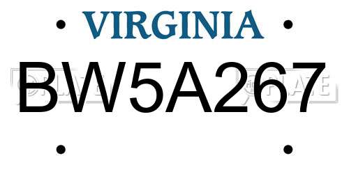 BW5A267 Virginia License Plate