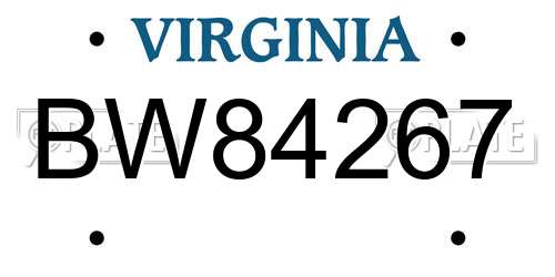 BW84267 Virginia License Plate