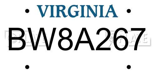 BW8A267 Virginia License Plate