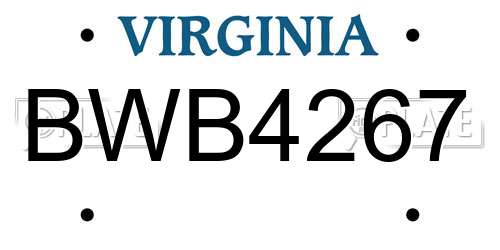 BWB4267 Virginia License Plate