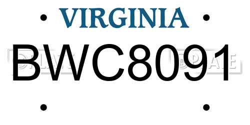 BWC8091 Virginia License Plate