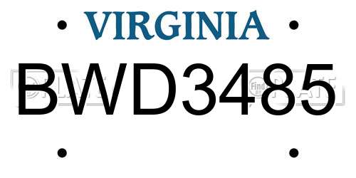 BWD3485 Virginia License Plate