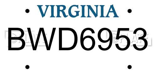 BWD6953 Virginia License Plate