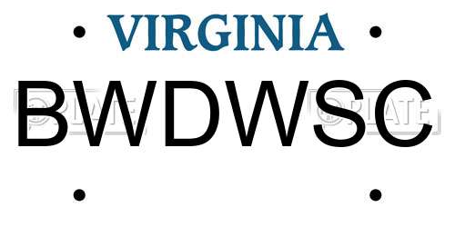 BWDWSC Virginia License Plate