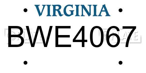 BWE4067 Virginia License Plate