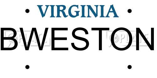 BWESTON license plate in VA state