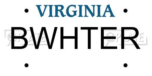 BWHTER Virginia License Plate