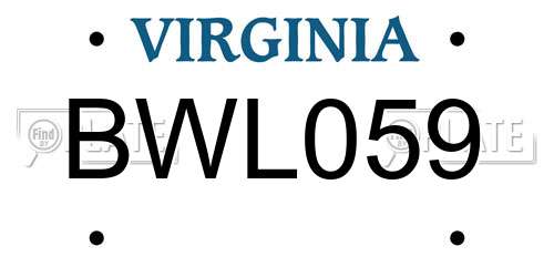 BWL059 Virginia License Plate