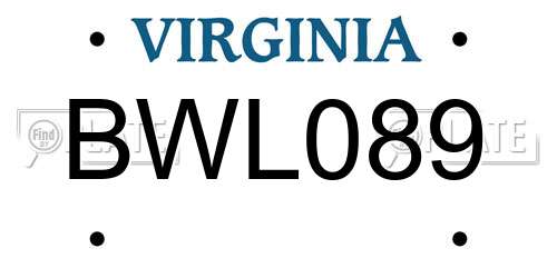 BWL089 Virginia License Plate