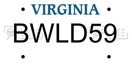 BWLD59 Virginia License Plate