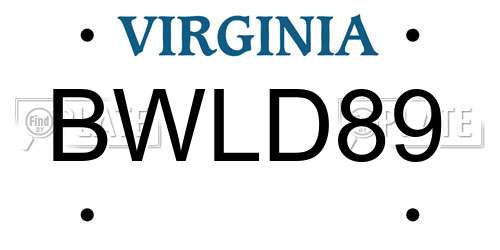 BWLD89 Virginia License Plate