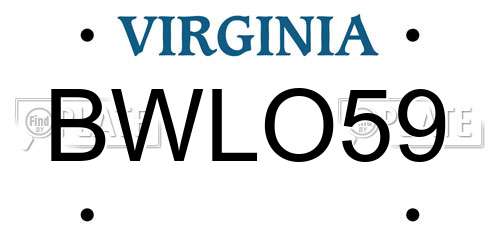 BWLO59 Virginia License Plate