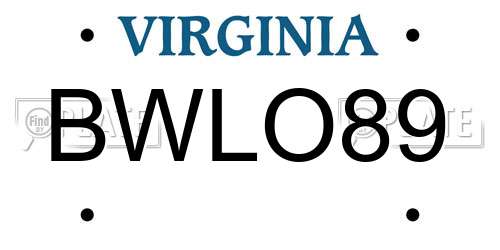 BWLO89 Virginia License Plate
