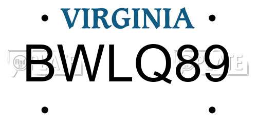 BWLQ89 Virginia License Plate