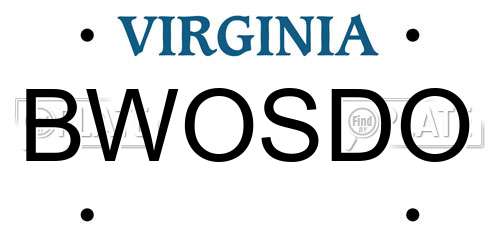 BWOSDO Virginia License Plate