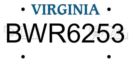 BWR6253 Virginia License Plate