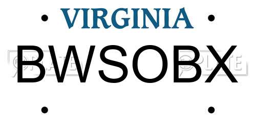 BWSOBX Virginia License Plate
