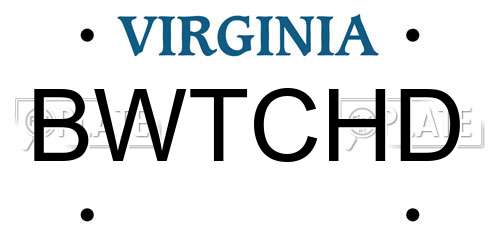 BWTCHD Virginia License Plate