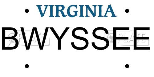 BWYSSEE Virginia License Plate