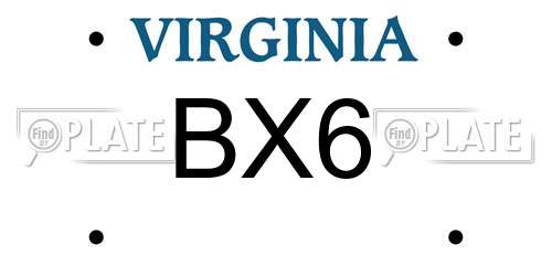 BX6 Virginia License Plate