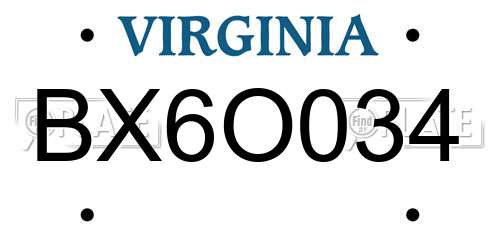 BX6O034 Virginia License Plate