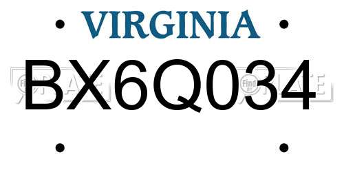 BX6Q034 Virginia License Plate