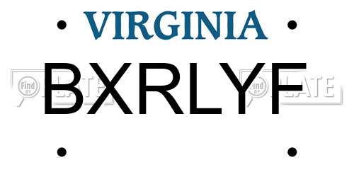 BXRLYF Virginia License Plate