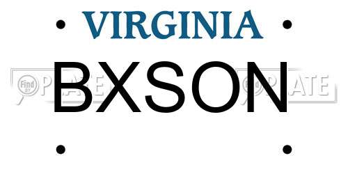 BXSON Virginia License Plate