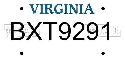 BXT9291 Virginia License Plate