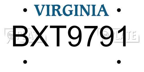 BXT9791 Virginia License Plate