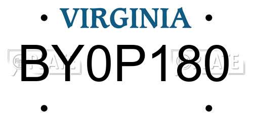 BY0P180 Virginia License Plate