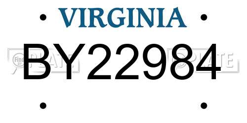 BY22984 Virginia License Plate