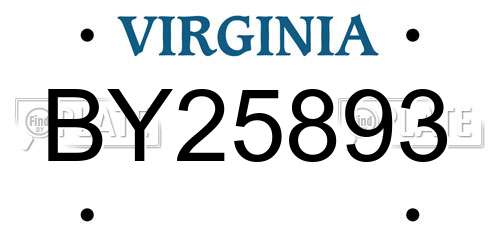 BY25893 Virginia License Plate