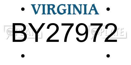 BY27972 Virginia License Plate