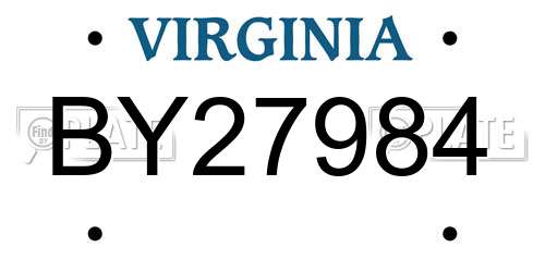 BY27984 Virginia License Plate