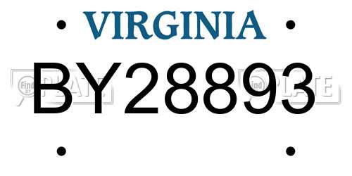 BY28893 Virginia License Plate