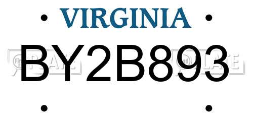 BY2B893 Virginia License Plate