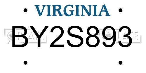 BY2S893 Virginia License Plate