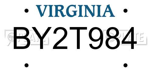 BY2T984 Virginia License Plate