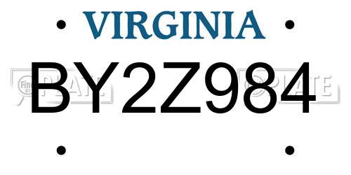 BY2Z984 Virginia License Plate