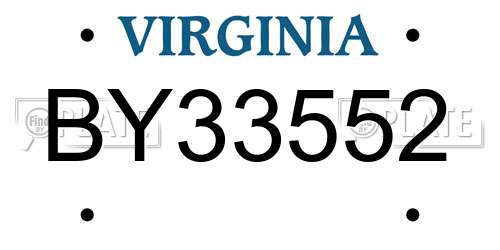 BY33552 Virginia License Plate