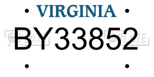 BY33852 Virginia License Plate
