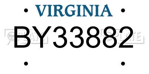 BY33882 Virginia License Plate