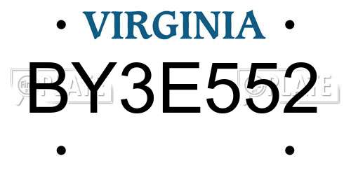 BY3E552 Virginia License Plate
