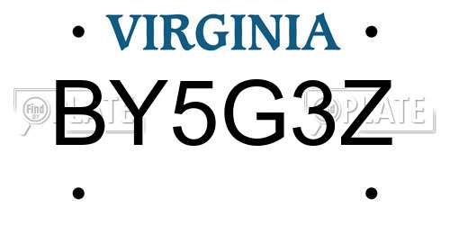 BY5G3Z Virginia License Plate