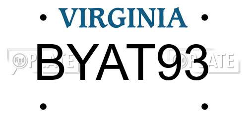 BYAT93 Virginia License Plate