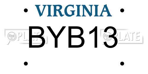 BYB13 Virginia License Plate