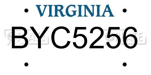 BYC5256 Virginia License Plate